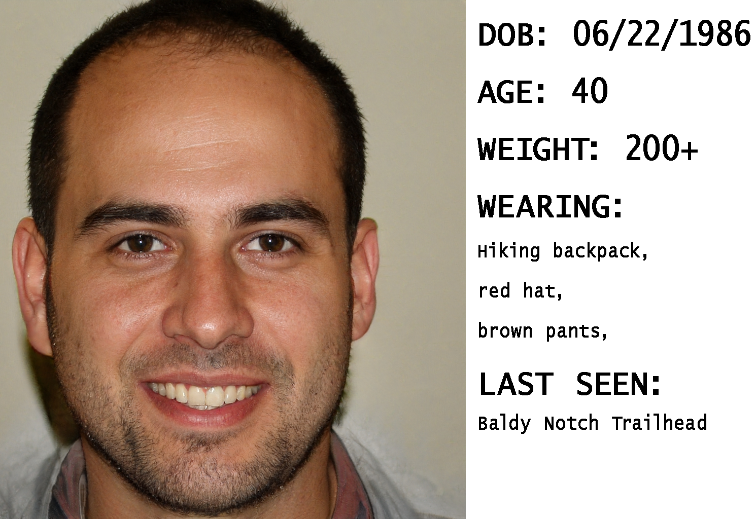 Missing person poster for Raphael
